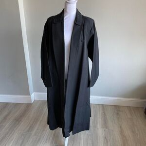 Black Vintage Lined Tuxedo Dress Coat Womens Medium Long Trench Heritage 60s 70s